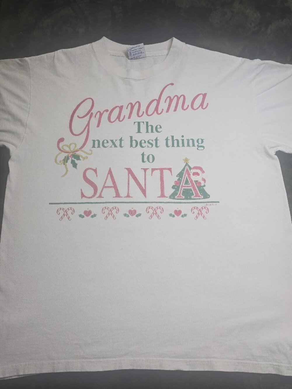 Vintage 90s Grandma The Next Best Thing to Santa T-Shirt White L Single Stitch U